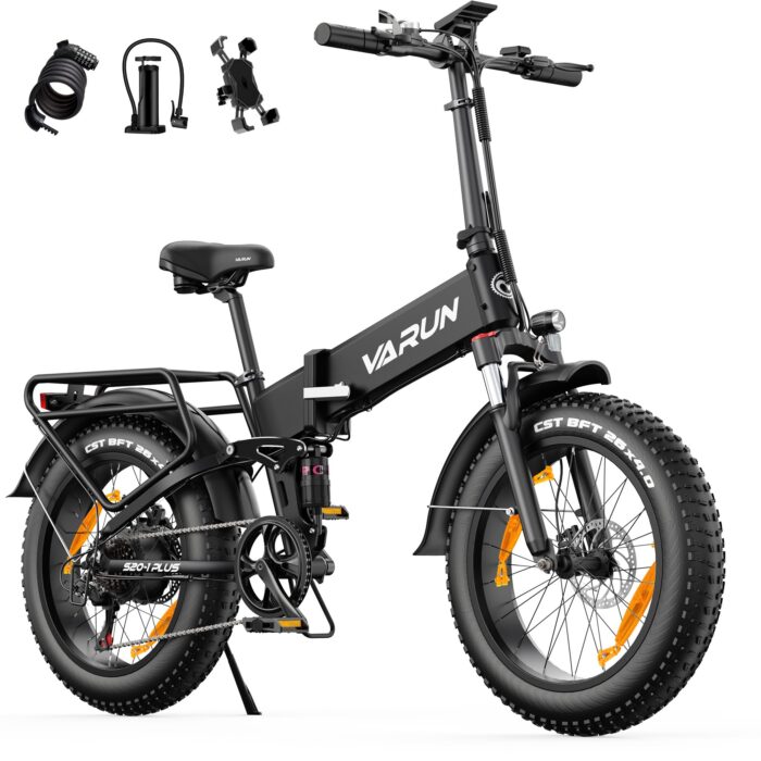 VARUN E Bike Klapprad 20 Zoll, Ebike Herren Damen mit 48V 13Ah Akku, 120KM Reichweite, 4.0 Fat Tire, LCD-Display mit 5 PAS, E-fatbike mit 7-Gang, StVZO, All-Terrain Pedelec Elektrofahrrad
