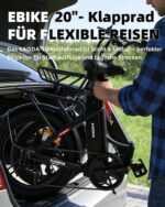 E-Bike Klappbar 20 Zoll Fatbike – 36V20.8Ah Doppelakku, bis 45-90KM Reichweite & 150KG Belastungebike 20 Zoll Fat Tire für Schnee, Stadt, Strand – 33KG Leicht & IPX-Wasserdicht