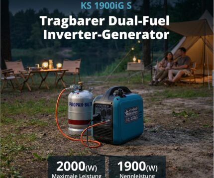 Könner & Söhnen Inverter Stromerzeuger KS 1900iG S, 2000W Dual Fuel Generator (LPG/Benzin), Notstromaggregat Leise, 17kg Ultraleicht, Reine Sinuswelle, Eco-Mode, USB, Euro-5