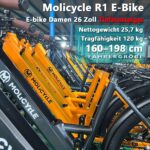 R1 E-Bike Damen 26 Zoll Tiefeinsteiger Trekkingrad E-Cityrad mit 36V 14.5Ah Wechselakku, Reichweite bis zu 110km, Hydraulische Scheibenbremsen, EU-konformes Ebike für Erwachsene