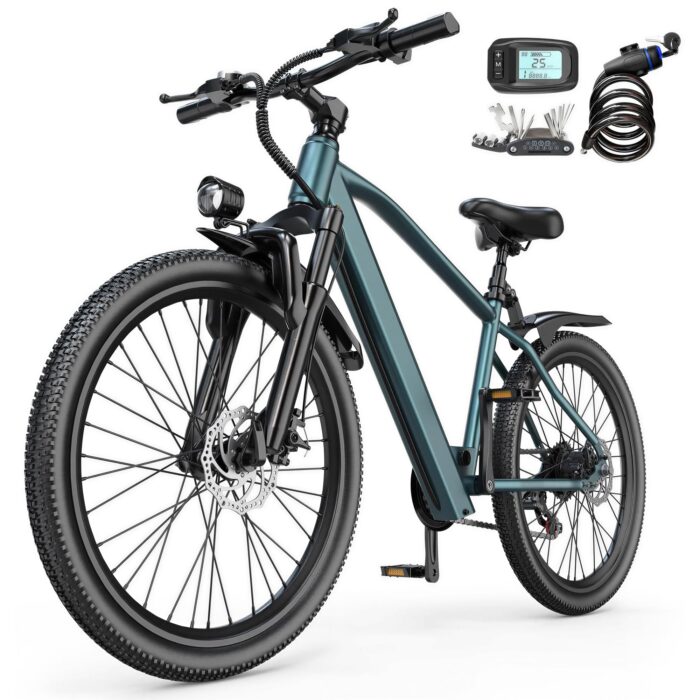 Eleglide E Bike, E-Bike Herren Damen mit 250W Motor 10Ah Akku, Offroad E-Mountainbike, 7 Gänge Elektrofahrrad Für Berge und Pendeln, Multifunktional, Höchstgeschwindigkeit 25km/h, 35 km Reichweite