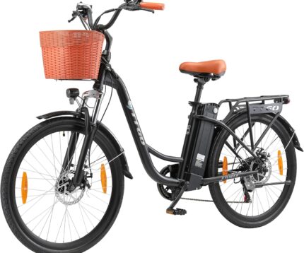 ttgo E Bike 26 Zoll, Elektrofahrräder für Herren Damen mit 36V 14,5Ah/18Ah Akku, 60–120 km Reichweite Citybike, LCD Display, 6/7-Gang, Aluminiumrahmen, Elektrofahrrad mit Korb