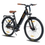 HILAND 26 Zoll Elektrisches Citybike, 250W Motor, 36V 7,8Ah Akku, Elektro Pendlerfahrräder, Scheibenbremsen vorne und hinten, E-Bike für Damen und Herren, Schwarz/Weiß/Rosa