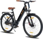HILAND 26 Zoll Elektrisches Citybike, 250W Motor, 36V 7,8Ah Akku, Elektro Pendlerfahrräder, Scheibenbremsen vorne und hinten, E-Bike für Damen und Herren, Schwarz/Weiß/Rosa