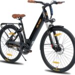 HILAND 26 Zoll Elektrisches Citybike, 250W Motor, 36V 7,8Ah Akku, Elektro Pendlerfahrräder, Scheibenbremsen vorne und hinten, E-Bike für Damen und Herren, Schwarz/Weiß/Rosa