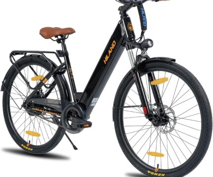 HILAND 26 Zoll Elektrisches Citybike, 250W Motor, 36V 7,8Ah Akku, Elektro Pendlerfahrräder, Scheibenbremsen vorne und hinten, E-Bike für Damen und Herren, Schwarz/Weiß/Rosa