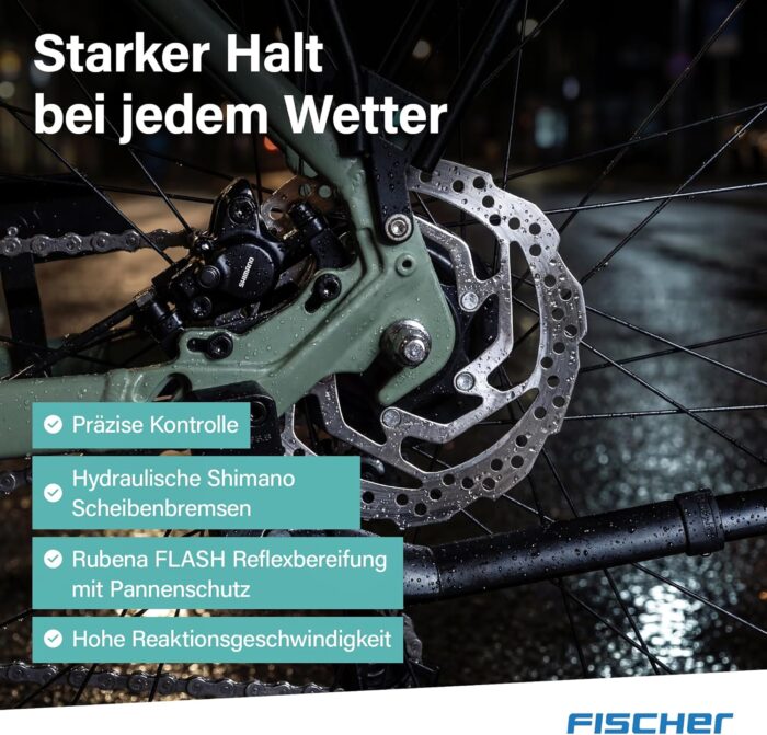 Fischer E-Bike City CITA 2403 Active Elektrofahrrad für Damen und Herren, RH 43, Frontmotor 40 Nm, 48 V Akku