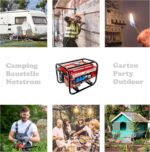 Stromgenerator mit Benzin | Stromerzeuger mit Zubehör | Notstromaggregat leise | 5 Steckdosen 3x 230V / 1x 400V / 1x 12 V | 6,5 PS (Stromgenerator mit Zugstarter)